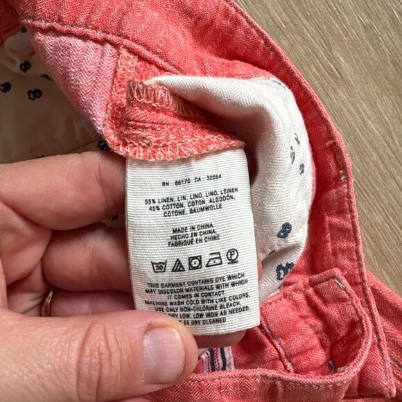 Pilcro Linen Blend Pants Women's 10 Salmon Pink Wide Leg Boho Summer - Picture 3 of 9